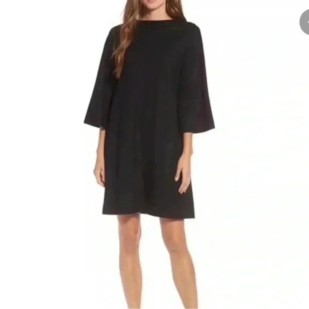Eileen Fisher Bell Sleeve Boiled Wool Jersey Shift Dress